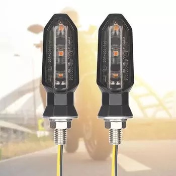 2Pcs Motorcycle LED Turn Signal Lights 8mm Mini Amber Flashing Light Waterproof Blinker Turn Signal Lamp 12V Moto Indicator Lamp