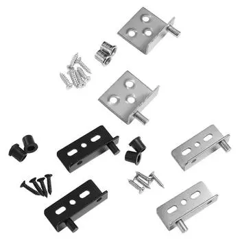 2pcs Multifunction Concealed Shaft Black/Silver Furniture Hinge Upper Lower Hinge Clips Wood Doors A
