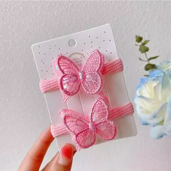 2PCS New Sequin Embroidery Double Layered Butterfly Girls Lovely Hairpins Children Headwear Hairgrip Hair Clips Hair Accessories