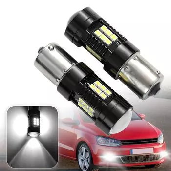 2 шт. P21W светодиодные лампы дневного света Drl для VW Polo Mk5 Gti 6R Passat B7 P21W светодиодные Canbus Ba15s дневные фары белого цвета