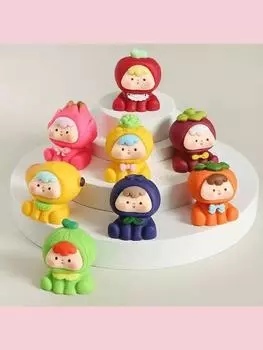 2pcs Random Style ,New Matte Fruit Cutie Blind Box Creative Desktop Ornament, Car Decor Keychain, Versatile For Multiple Scenarios! Random Style Random Blind Box разноцветный
