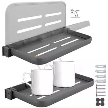 2PCS RV Folding Wall Shelf 90° Fold Up Bathroom Shelf Rack Waterproof Toilet Room Wall Organizer Space Saving For Rv Camper