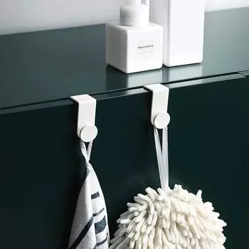 2Pcs/Set Multi-Functional Free Punching Seamless Hook White Japanese Style Home Kitchen Bathrooms Door Hooks