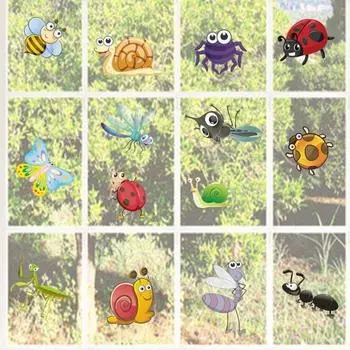 2Pcs/Set Popular Waterproof Colorfast Window Decor Sticker Adorable Animal Bee Decorative Decal Home Supplies