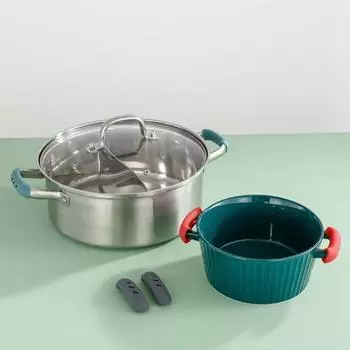 2pcs Silicone Heat Insulation Oven Mitt Glove Casserole Ear Pan Pot Holder Oven Grip Anti hot Pot Clip Kitchen Accessories красный