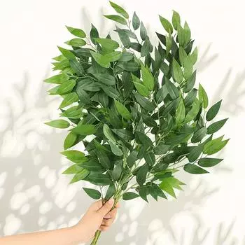 2pcs Simulated Green Plants And Willow Leaves, Indoor Artificial Flower Decorations, Wedding Holding Flower Decoration Materials