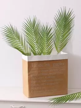 2Pcs Simulated Plants Sunflower Leaf Artificial Plastic Plant Single Branch Palm Leaf Scattered Tail for Home Living Room Kitchen Garden Decoration коричневый