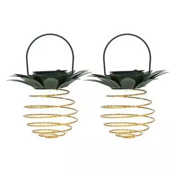 2Pcs Solar Light Pineapple Shape Outdoor Hanging Lanterns 60LED Energy Saving Solar Lights Landscape Pathway Patio Decor A