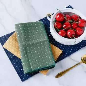 2Pcs Thickened Water Absorption Tea Towel Cotton Insulation Pad Tea Table Cloth Kitchen зелёный