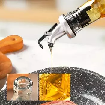 2pcs Transparent Glass Bottle 250ML Olive Oil Bottle Leakproof Kitchen Seasoning Soy Sauce Vinegar Press Cruet Barbecue Bottle