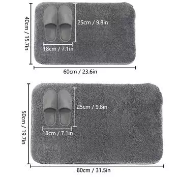2pcs Ultra-soft Bathroom Absorbent Set Thick Furry Washbasin Floor Mat Shower Room Soft Mat Bathtub Mat Toilet Non-slip Foot Mat 40x60cm and 50x80cm синий
