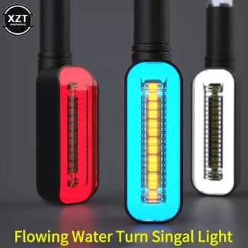 2Pcs Universal Motorcycle Turn Signals Lights 12V Signals DRL Flowing Water Flasher 2 in 1 Blinker Tail Lamp 12 LED Accessories красный