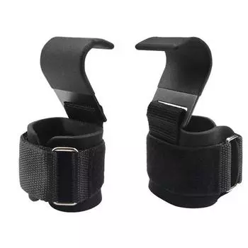 2pcs Weight Lifting Hook Grips With Wrist Wraps Hand-Bar Wrist Strap Gym Fitness Hook Weight Strap Pull-Ups Power Lifting Gloves