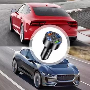 2PD+3USB новое цифровое автомобильное зарядное устройство от одного до четырех 66 Вт быстрое зарядное устройство для телефона зарядка автомобиля PD мобильный зарядный адаптер для телефона U9F5 чёрный