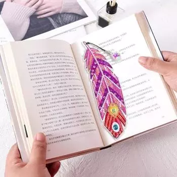 2шт DIY алмазная живопись закладка перо форма утолщенная тонкая работа весело легкое ремесло разноцветный