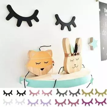 2шт стикер стены ресницы дизайн украшения стены деревянные ресницы DIY розовый