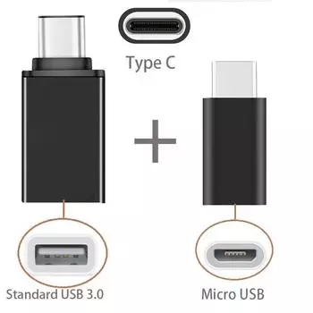 2в1 адаптер Otg типа C к USB адаптер типа C к микро-USB для Xiaomi Mi 8 Huawei P20 P10 Zuk Iphone 15 Pro Max Plus Oneplus Ipad Samsung Galaxy S24 2PCS чёрный