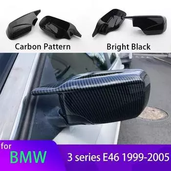 2x черные крышки бокового зеркала заднего вида из углеродного волокна для BMW E46 318i 318d 320d 320i 323i 325i 328i 330d 330i 330xi 1998-2005 гг. Left and Right Black