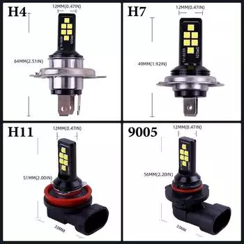 2X H11 H8 H4 H7 9005 9006 HB4 HB3 H9 3030 Чипы Противотуманные фары Лампочка дальнего света автомобиля Противотуманные фары Авто Светодиодные лампы 12 В 2000 K&9005 9006 белый