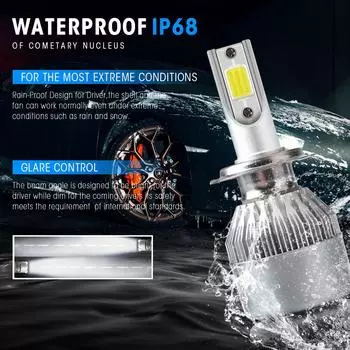 2x H7 LED H11 H4 Hi/Lo H1 H3 H8 HB1 HB3 HB4 HB5 HIR2 H13 H27 9005 9006 Лампы для автомобильных фар 3000K 6000K 8000K COB C6 Автомобильные фары 880