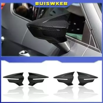 2x крышки боковых зеркал автомобиля для Seat Leon MK3 MK3.5 5F ST FR Cupra 2013-2019 Зеркало заднего вида глянцево-черное / углеродное волокно