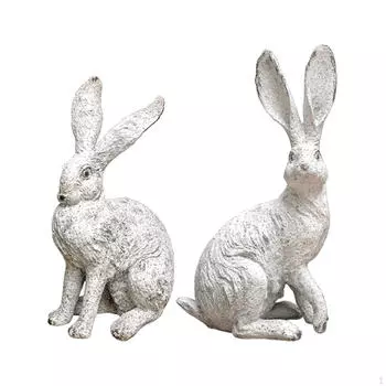 2x настольные украшения, статуэтки из смолы, фигурки кроликов, домашний декор, садовые украшения в деревенском стиле для