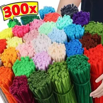 300/10 шт. цветные стебли синели для чистки труб, сделай сам, плюшевая мишура, стебель, проволочная скручивающаяся палочка, полоска для волос, детские самодельные развивающие игрушки 10PCS