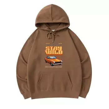 300 г/м Мужские хлопковые толстовки с капюшоном Embrace Adventure Stay Wild Vintage Car Print Премиум хлопковая толстовка XS армия зеленый
