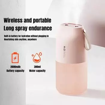 300 мл двойной распылитель увлажнитель воздуха 2000 мАч USB перезаряжаемый аккумулятор беспроводной туманообразователь диффузор свет Umidificador белый