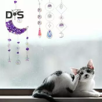 300 шт./компл. DIY набор для ловца солнца с искусственными хрустальными бусинами, солнце, луна, звезда, радуга, призма, подвесные украшения, принадлежности для изготовления золотистый