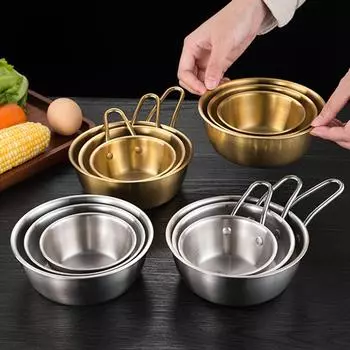 304 нержавеющая сталь корейская кухня миска с ручкой рис вино миски соус приправа блюдо сервировочная миска кухонная утварь