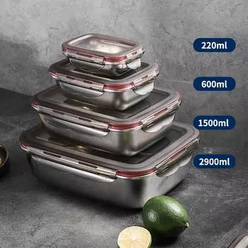 304 нержавеющая сталь ланч-бокс герметичная коробка для еды Bento для холодильника квадратная микроволновая печь для разогрева консервации коробка для пикника