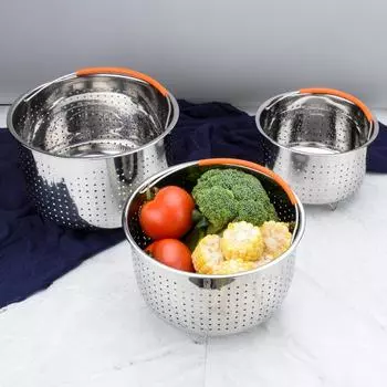 304 Roestvrij Staal Stoomboot Mand Instant Pot Аксессуары для 3/6/8 Qt Instant Pot Snelkookpan Met Siliconen Bedekt Handvat