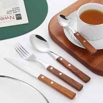 304 Stainless Steel Knife Fork Spoon Pear Wood Handle Knife Fork Spoon Restaurant Steak Knife Fork Chinese Tableware