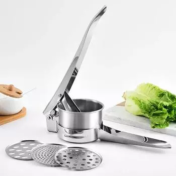 304 Stainless Steel Manual Juicer Lemon Squeezer Household Potato Masher Garlic Squeezer Vegetable Squeezer 4pcs серебряный