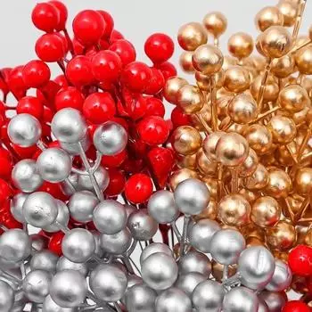 30-1pcs Artificial Red Berries Simulation Foam Berry Flower Plant Branch DIY Wreath Xmas Tree Ornament Wedding Home Decoration 1pcs