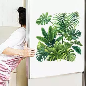 30*30 см натуральные оригинальные растения зеленые листья самоклеящиеся водонепроницаемые наклейки на стену холодильник, окно, туалет, украшение, живопись