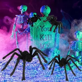 30/75/125cm Black Scary Giant Spider Huge Spider Mesh Halloween Decoration Props Haunted House Holiday Outdoor Giant Decoration
