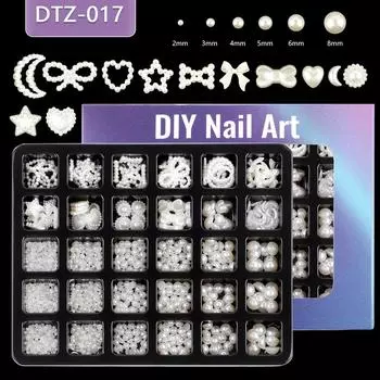 30 Grid Abs Semi-Round Pearl Nail Art Jewelry Special-Shaped Pearl Diy Decorative Accessories Mixed Size Jewelry