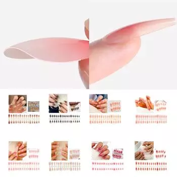 30 шт. длинных накладных ногтей Coffin French Fake Nails Tip Gradient Acrylic Nails Glossy False Nails for Women Girls 11