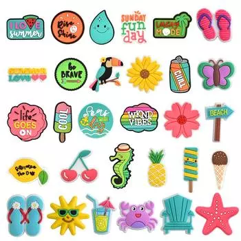 30 шт. ПВХ-подвески для обуви в стиле Summer Sunshine, аксессуары для обуви 30pcs