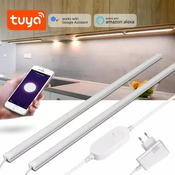 30 см 1-2 шт. Connect Tuya WIFI светодиодные светильники под шкафом умные кухонные барные лампы для освещения гардероба работают с Alexa и Google Home, вилка европейского стандарта