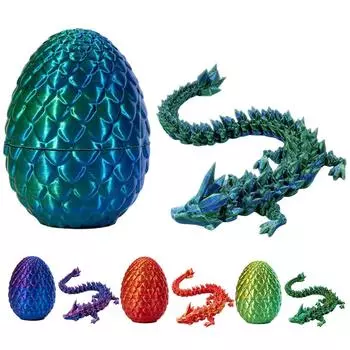 30 см 3D-печатный дракон из драгоценных камней, кристальное яйцо дракона, игрушки, вращающиеся подвижные суставы, шарнирный дракон, аквариум, ландшафтное украшение