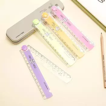 30 см Kawaii Cute Kawaii Study Time Складная линейка Многофункциональные линейки DIY для рисования для детей Студенты Офисные школьные канцелярские принадлежности оранжевый