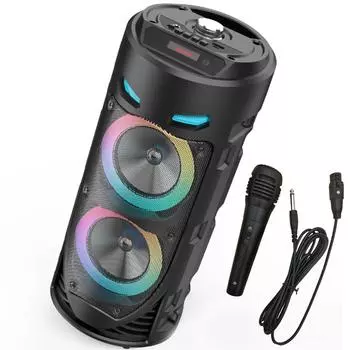 30 Вт Портативный Bluetooth-динамик Беспроводная колонка Большая мощность Стерео сабвуфер Басовые колонки для вечеринок с микрофоном Семейное караоке USB