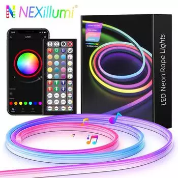 30м/20м RGB светодиодные неоновые огни, пульт дистанционного управления с приложением Smart, водонепроницаемый шнур для синхронизации музыки и смены цветов для спальни, гостиной, игровой подарок EU plug&20m