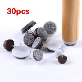 30Pcs Felt Furniture Leg Foot Pad Chair Table Leg Bottom Feet Pad Glide Skid Nail Non-slip Tile Floor Protector for Cabinet Sofa