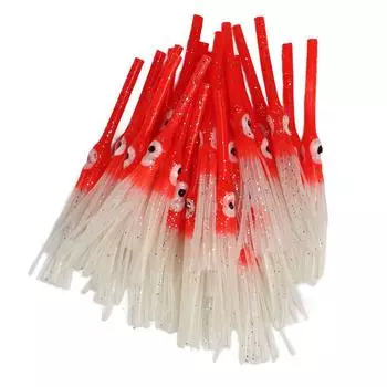 30pcs Luminous Squid Skirts Soft Artificial Octopus Luminous Bait for Saltwater Freshwater Red красный