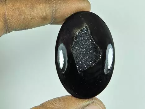 30X40X05 MM окрашенный черный оникс друзовый агат овальный кабошон россыпью драгоценный камень 63 карата. СК-4670