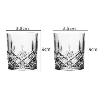 310ml/320ml European Style Carved Whiskey Glass Household Drinkware Brandy Beer Cups Elegant Mojito Beverage Mugs Exquisite Gift 2pcs